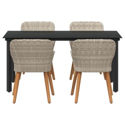 Ensemble de salle à manger pour jardin 5 pcs Gris clair 622364622364