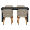 Ensemble de salle à manger pour jardin 5 pcs Gris clair 622364622364