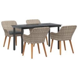 Ensemble de salle à manger pour jardin 5 pcs Gris clair 622365622365