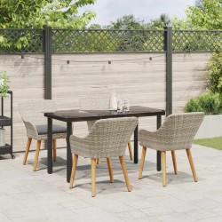 Ensemble de salle à manger pour jardin 5 pcs Gris clair 622365622365