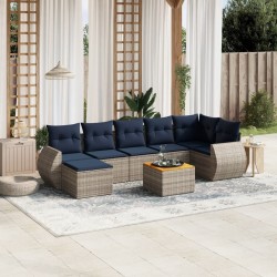 Ensemble de canapé de jardin 8 pcs avec coussins gris résine tressée 622367622367