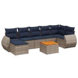 Ensemble de canapé de jardin 8 pcs avec coussins gris résine tressée 622367622367