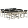 Ensemble à manger de jardin et coussins 9 pcs gris clair rotin 622370622370