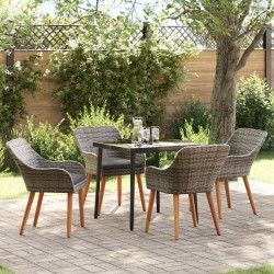Ensemble de salle à manger pour jardin 5 pcs Gris polyrotin 622371622371