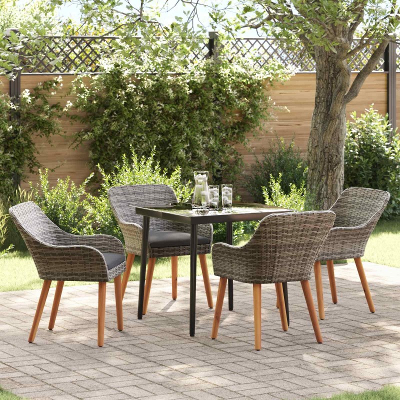 Ensemble de salle à manger pour jardin 5 pcs Gris polyrotin 622371622371