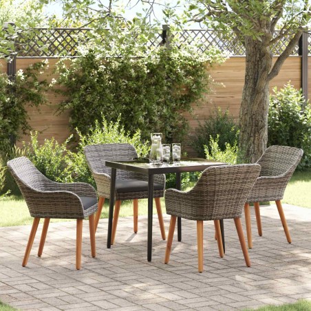 Ensemble de salle à manger pour jardin 5 pcs Gris polyrotin 622371622371