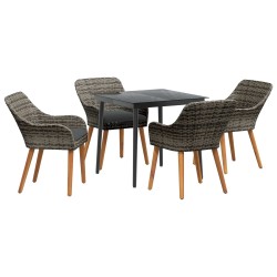 Ensemble de salle à manger pour jardin 5 pcs Gris polyrotin 622371622371