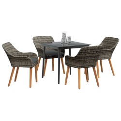 Ensemble de salle à manger pour jardin 5 pcs Gris polyrotin 622371622371