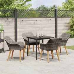 Ensemble de salle à manger pour jardin 5 pcs Gris polyrotin 622371622371
