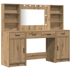 Ensemble de table de maquillage avec LED 3 pc Chêne artisanal 622374622374