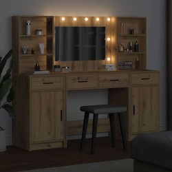 Ensemble de table de maquillage avec LED 3 pc Chêne artisanal 622374622374
