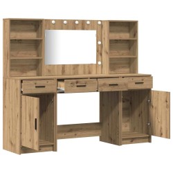 Ensemble de table de maquillage avec LED 3 pc Chêne artisanal 622374622374