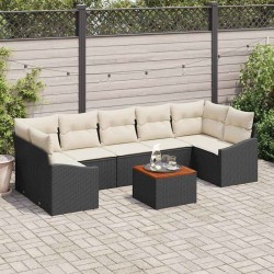 Ensemble de canapé de jardin 8 pcs Noir et Crème polyrotin 622376622376