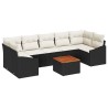 Ensemble de canapé de jardin 8 pcs Noir et Crème polyrotin 622376622376