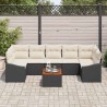 Ensemble de canapé de jardin 8 pcs Noir et Crème polyrotin 622376622376