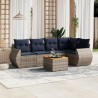Ensemble de canapé de jardin 6 pcs avec coussins gris résine tressée 622378622378