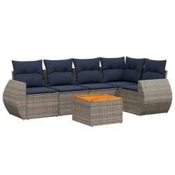 Ensemble de canapé de jardin 6 pcs avec coussins gris résine tressée 622378622378