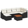Ensemble de canapé de jardin 7 pcs Noir et Crème polyrotin 622379622379
