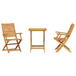 Ensemble bistro pliant 3 pcs Marron Bois d'Acacia Massif 622380622380