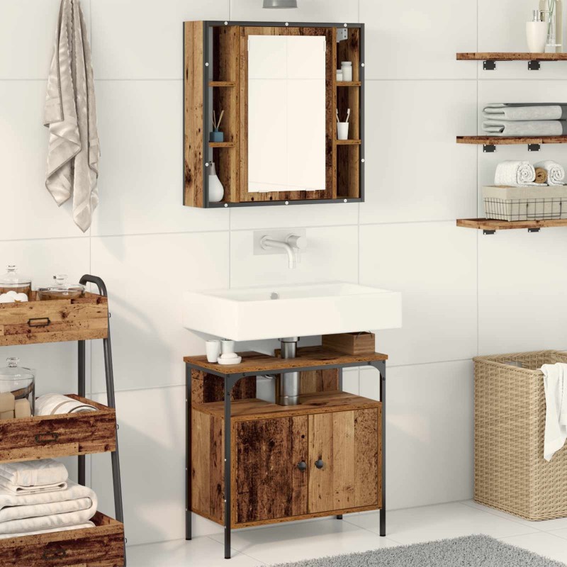 Ensemble de mobilier de salle de bain avec étagère 2 pcs Marron 622381622381