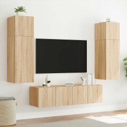 Meuble TV mural avec lumières LED chêne sonoma 80x35x31 cm 622392622392