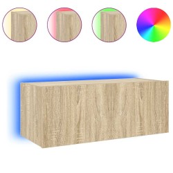 Meuble TV mural avec lumières LED chêne sonoma 80x35x31 cm 622392622392