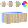 Meuble TV mural avec lumières LED chêne sonoma 80x35x31 cm 622392622392