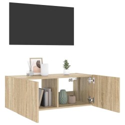 Meuble TV mural avec lumières LED chêne sonoma 80x35x31 cm 622392622392