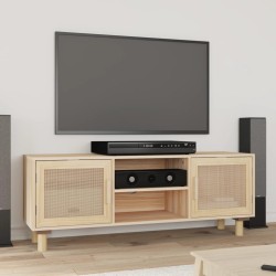 Meuble TV Marron 105x30x40 cm Bois de pin massif rotin naturel 622393622393