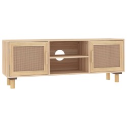 Meuble TV Marron 105x30x40 cm Bois de pin massif rotin naturel 622393622393