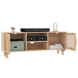 Meuble TV Marron 105x30x40 cm Bois de pin massif rotin naturel 622393622393