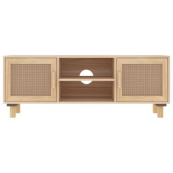 Meuble TV Marron 105x30x40 cm Bois de pin massif rotin naturel 622393622393