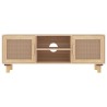 Meuble TV Marron 105x30x40 cm Bois de pin massif rotin naturel 622393622393
