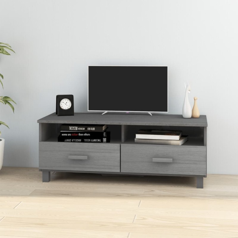 Meuble TV HAMAR Gris foncé 106x40x40 cm Bois massif de pin 622394622394