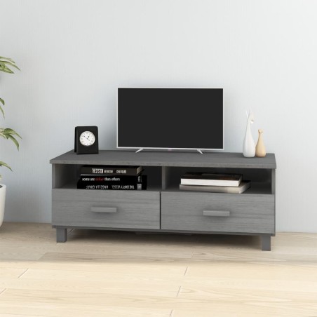 Meuble TV HAMAR Gris foncé 106x40x40 cm Bois massif de pin 622394622394