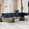 Ensemble de canapé de jardin 7 pcs avec coussins gris résine tressée 622398622398