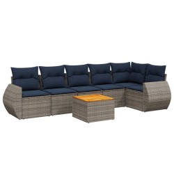Ensemble de canapé de jardin 7 pcs avec coussins gris résine tressée 622398622398