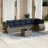 Ensemble de canapé de jardin 7 pcs avec coussins gris résine tressée 622407622407
