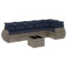 Ensemble de canapé de jardin 7 pcs avec coussins gris résine tressée 622407622407