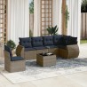 Ensemble de canapé de jardin 7 pcs avec coussins gris résine tressée 622414622414
