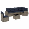 Ensemble de canapé de jardin 7 pcs avec coussins gris résine tressée 622414622414
