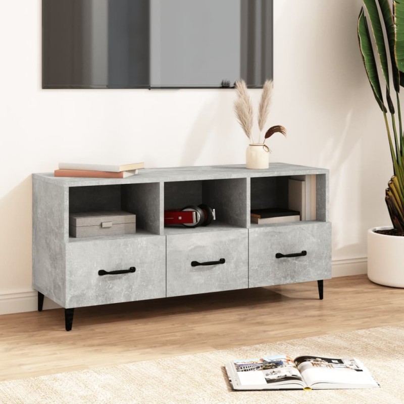 Meuble TV Gris béton 102x35x50 cm Bois d'ingénierie 622418622418