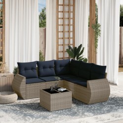 Ensemble de canapé de jardin 6 pcs avec coussins gris résine tressée 622419622419