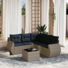 Ensemble de canapé de jardin 6 pcs avec coussins gris résine tressée 622419622419