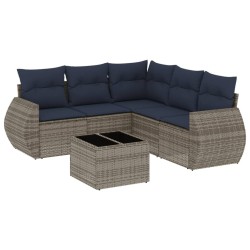 Ensemble de canapé de jardin 6 pcs avec coussins gris résine tressée 622419622419