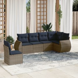 Ensemble de canapé de jardin 6 pcs avec coussins gris résine tressée 622420622420
