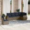 Ensemble de canapé de jardin 6 pcs avec coussins gris résine tressée 622420622420