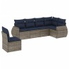 Ensemble de canapé de jardin 6 pcs avec coussins gris résine tressée 622420622420