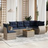 Ensemble de canapé de jardin 7 pcs avec coussins gris résine tressée 622423622423