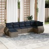 Ensemble de canapé de jardin 7 pcs avec coussins gris résine tressée 622424622424